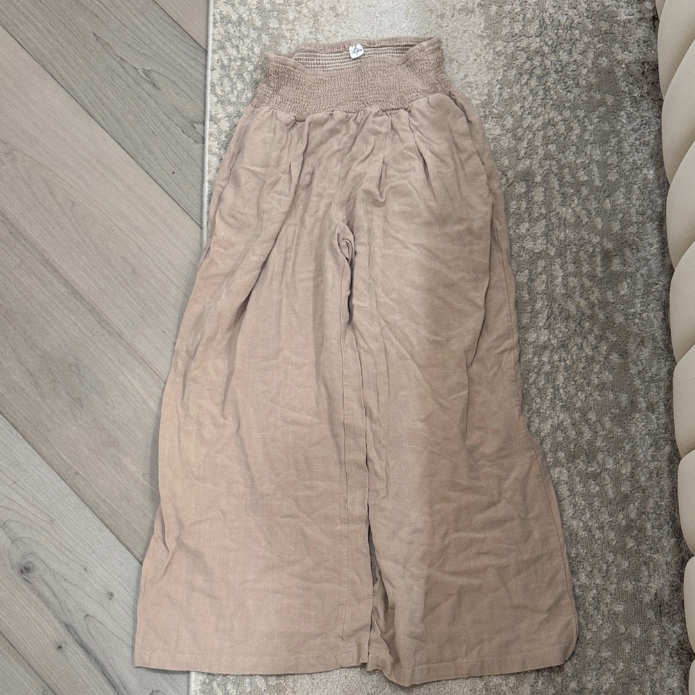 Elegant Beige Wide-Leg Women's Pants